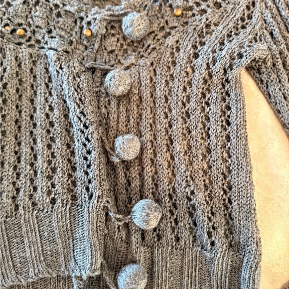 YaYa Aflalo Gray Cable Knit Cardigan Sweater - Picture 3 of 6